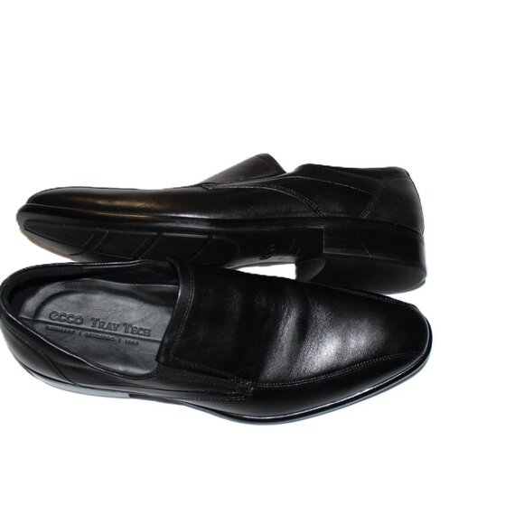 ECCO MEN\'S BLACK CITYTRAY BIKE TOE SLIP-ON LEATHER OXFORD SHOES US 13-13.5